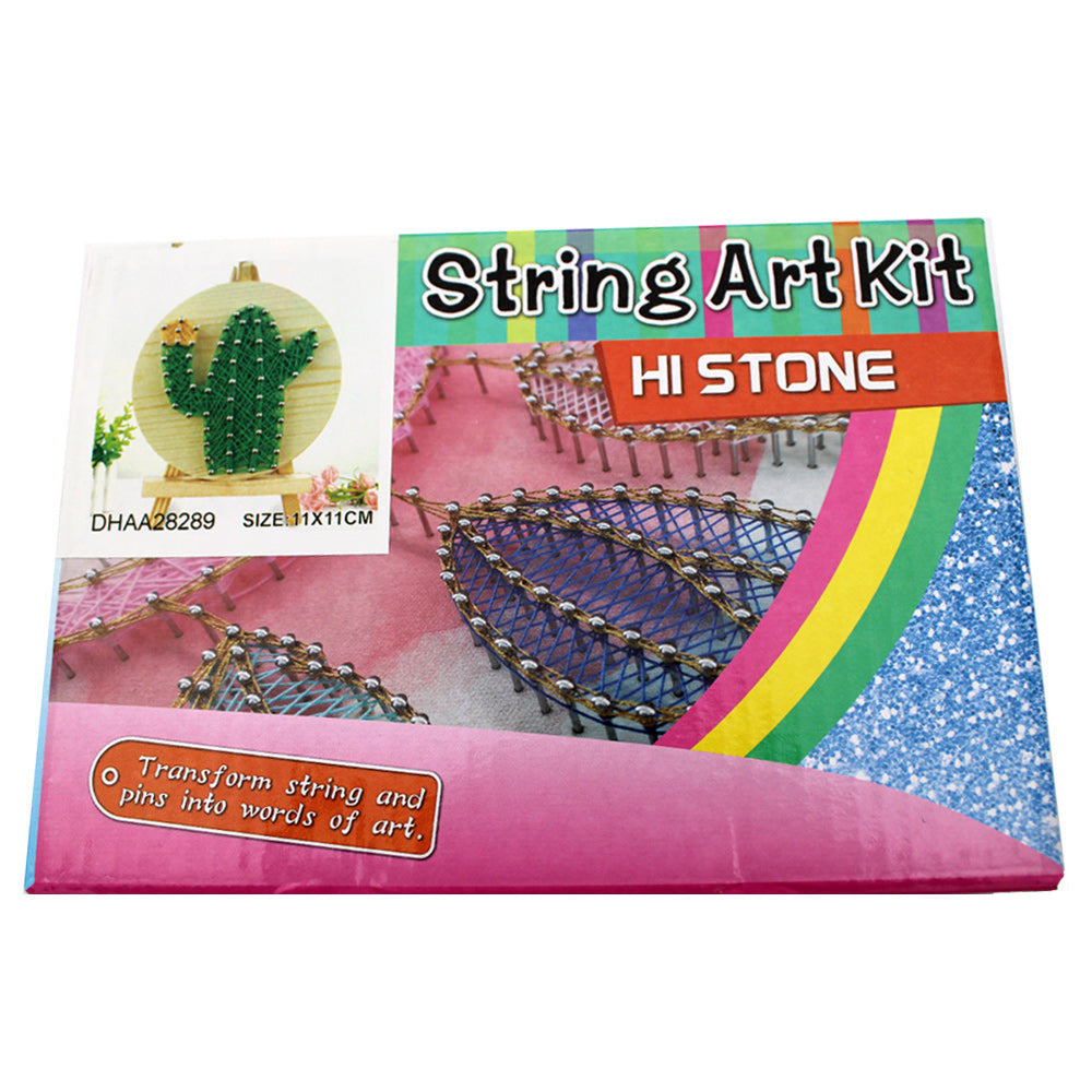 String Art DIY Kit with Stand - Cactus. Wizardi Craft Kit F07-M12-1-DHAA28289