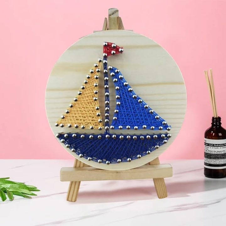 String Art DIY Kit with Stand - Boat. Wizardi Craft Kit F07-M12-1-DHAA28338
