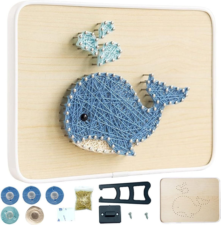 String Art DIY Kit - Whale. Wizardi Craft Kit F07-M12-3-DHBC28009