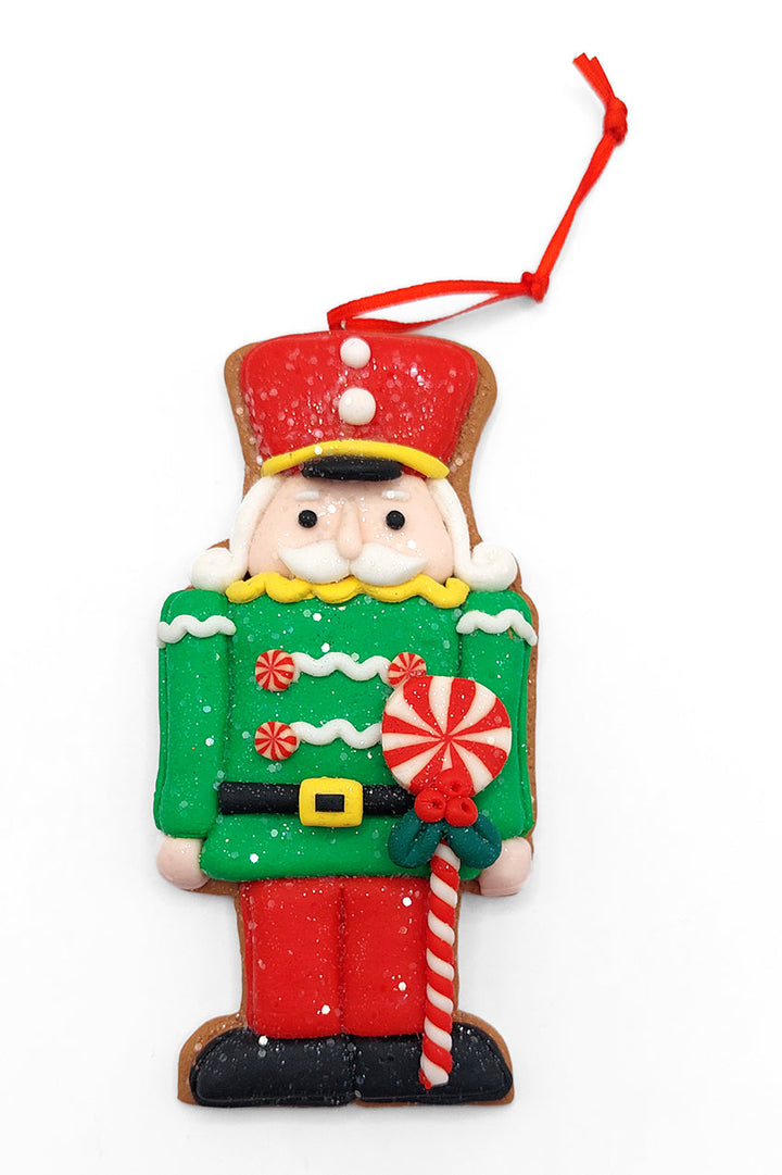 Christmas Ornament - Gingerbread Green Soldier. Wizardi Festive Decoration F07-N2-4-A2584C