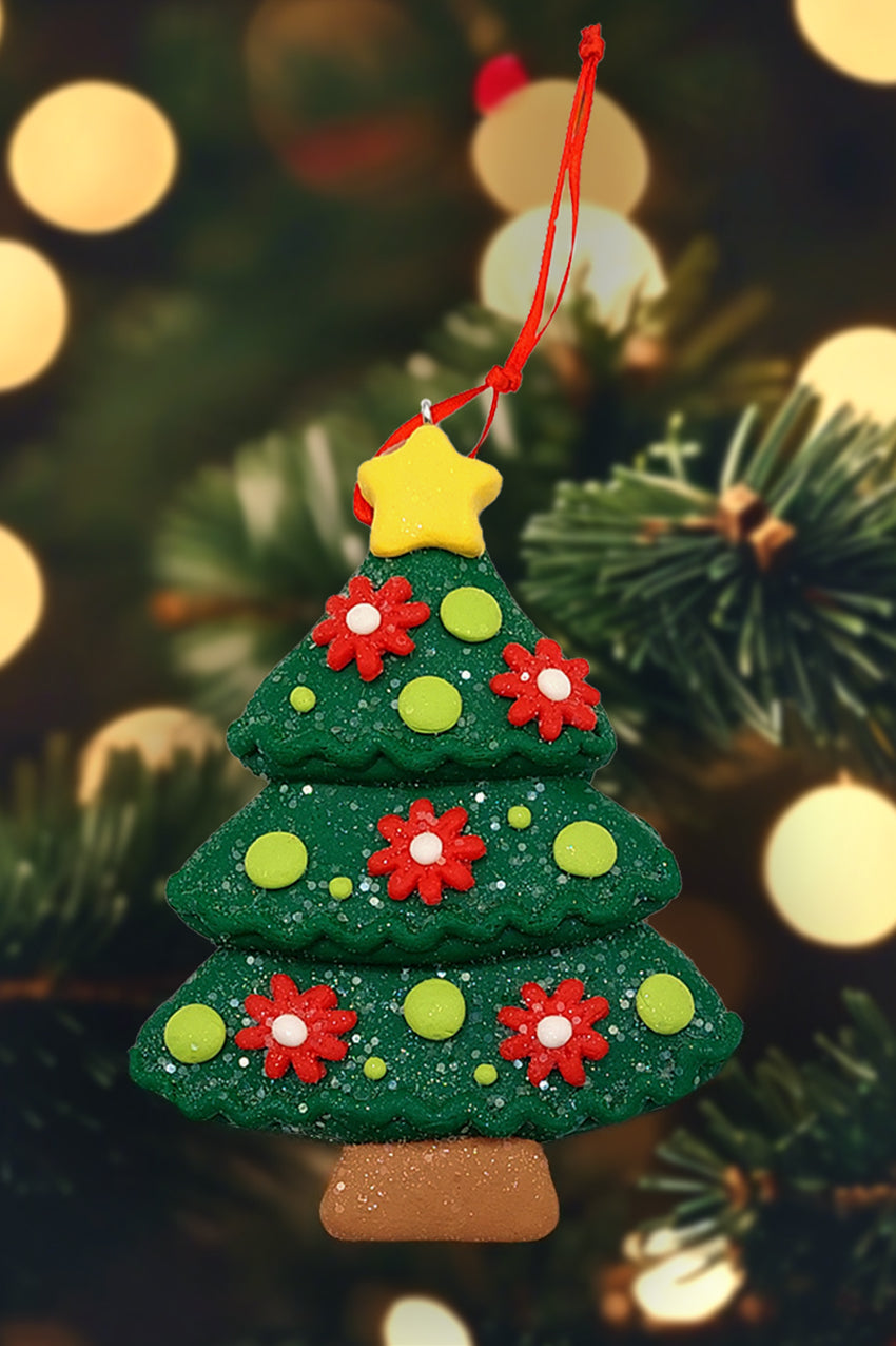 Christmas Ornament - Glossy Gingerbread Christmas Tree. Wizardi Festive Decoration F07-N2-6-A2585A