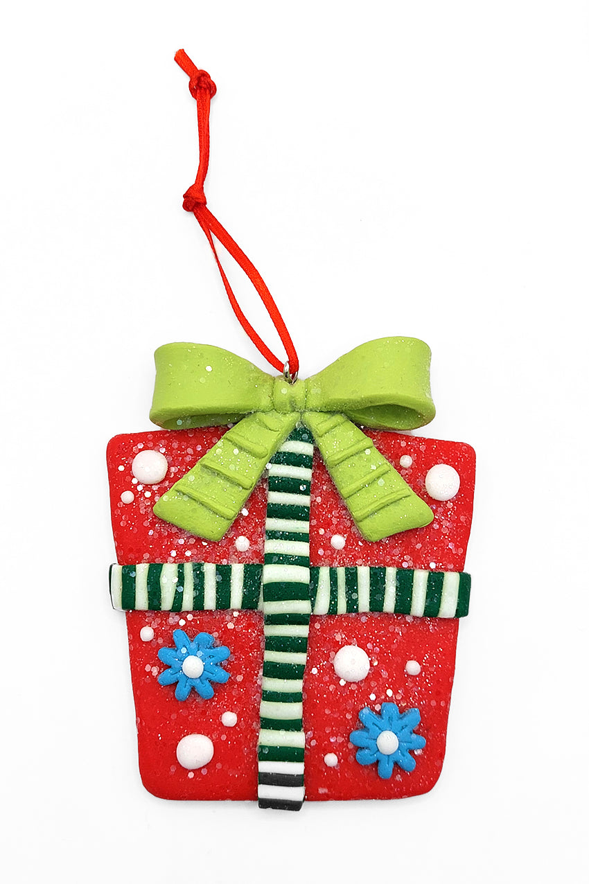 Christmas Ornament - Glossy Gingerbread Gift. Wizardi Festive Decoration F07-N2-6-A2585C
