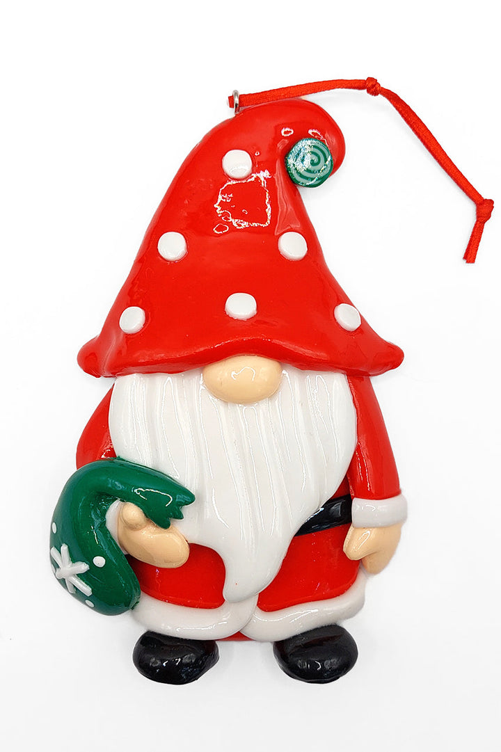 Christmas Ornament Glossy Gingerbread Santa with Bag. Wizardi Festive Decoration F07-N2-7-E2511B