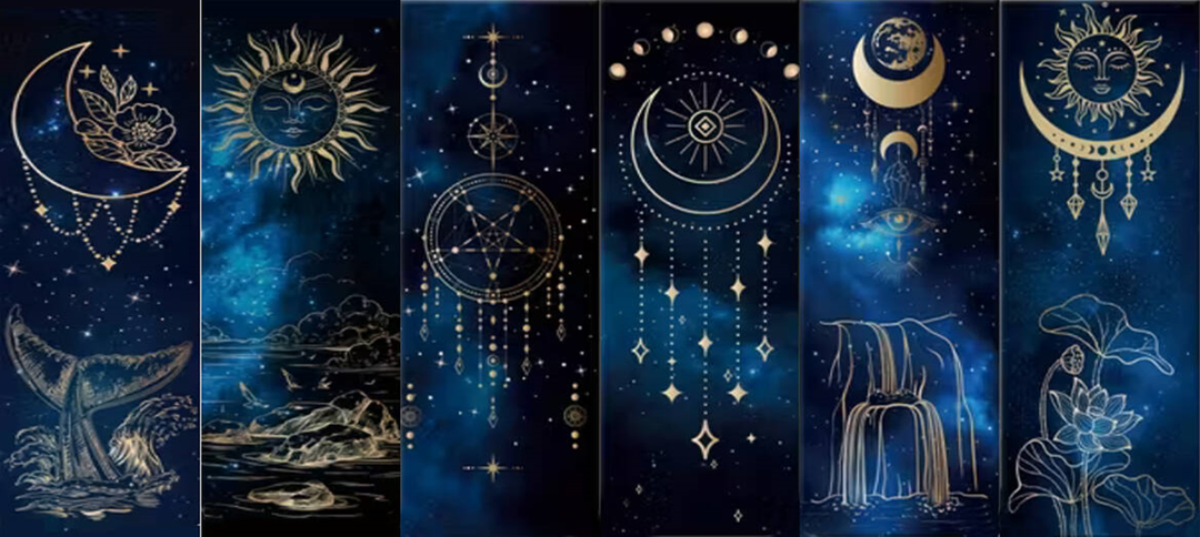 Celestial Night Sky 14 Count Aida Cross Stitch Bookmark Kit by Wizardi F07AM12-3-SQ023