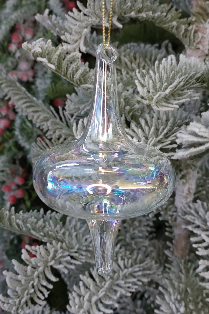 White Bell Spire Christmas Glass Ornament by Wizardi F07M10-12