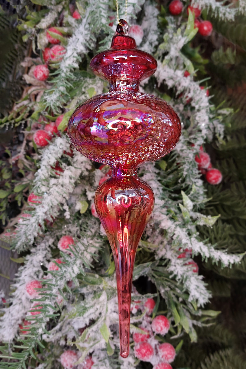 Red Spire Christmas Glass Ornament by Wizardi F07M10-7