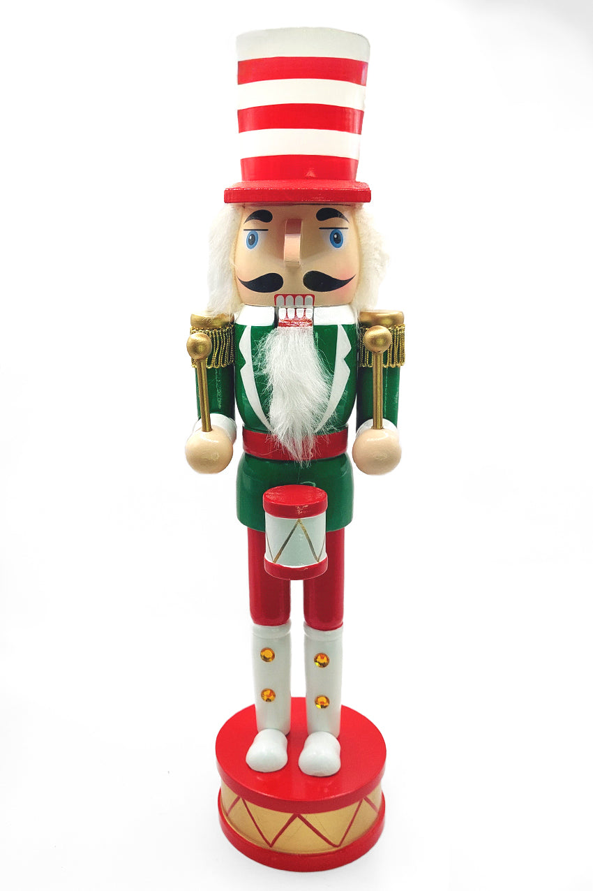 Christmas Drummer Nutcracker. Wizardi Classic Wooden Festive Decoration F07M14-32-N01819A