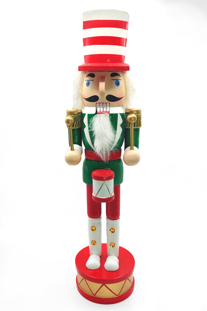 Christmas Drummer Nutcracker. Wizardi Classic Wooden Festive Decoration F07M14-32-N01819A