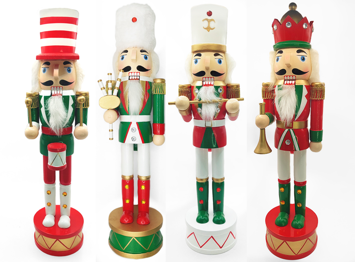Christmas Drummer Nutcracker. Wizardi Classic Wooden Festive Decoration F07M14-32-N01819A