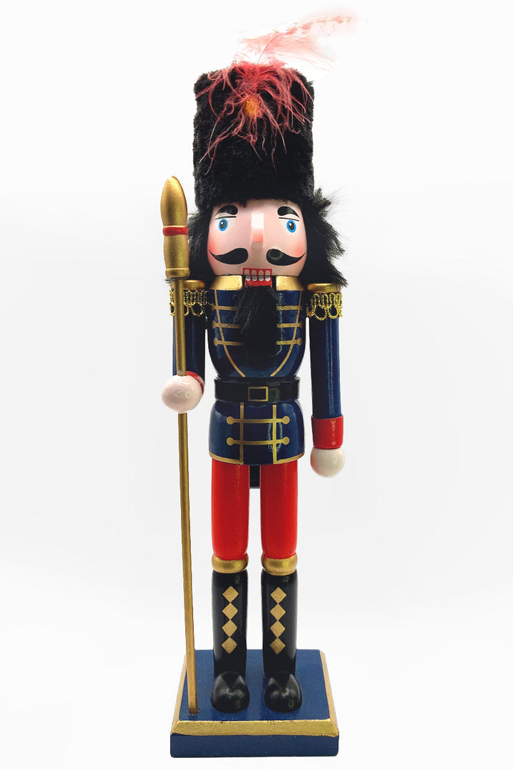 Christmas Nutcracker the Staffbearer. Wizardi Classic Wooden Festive Decoration F07M14-40-N01012C