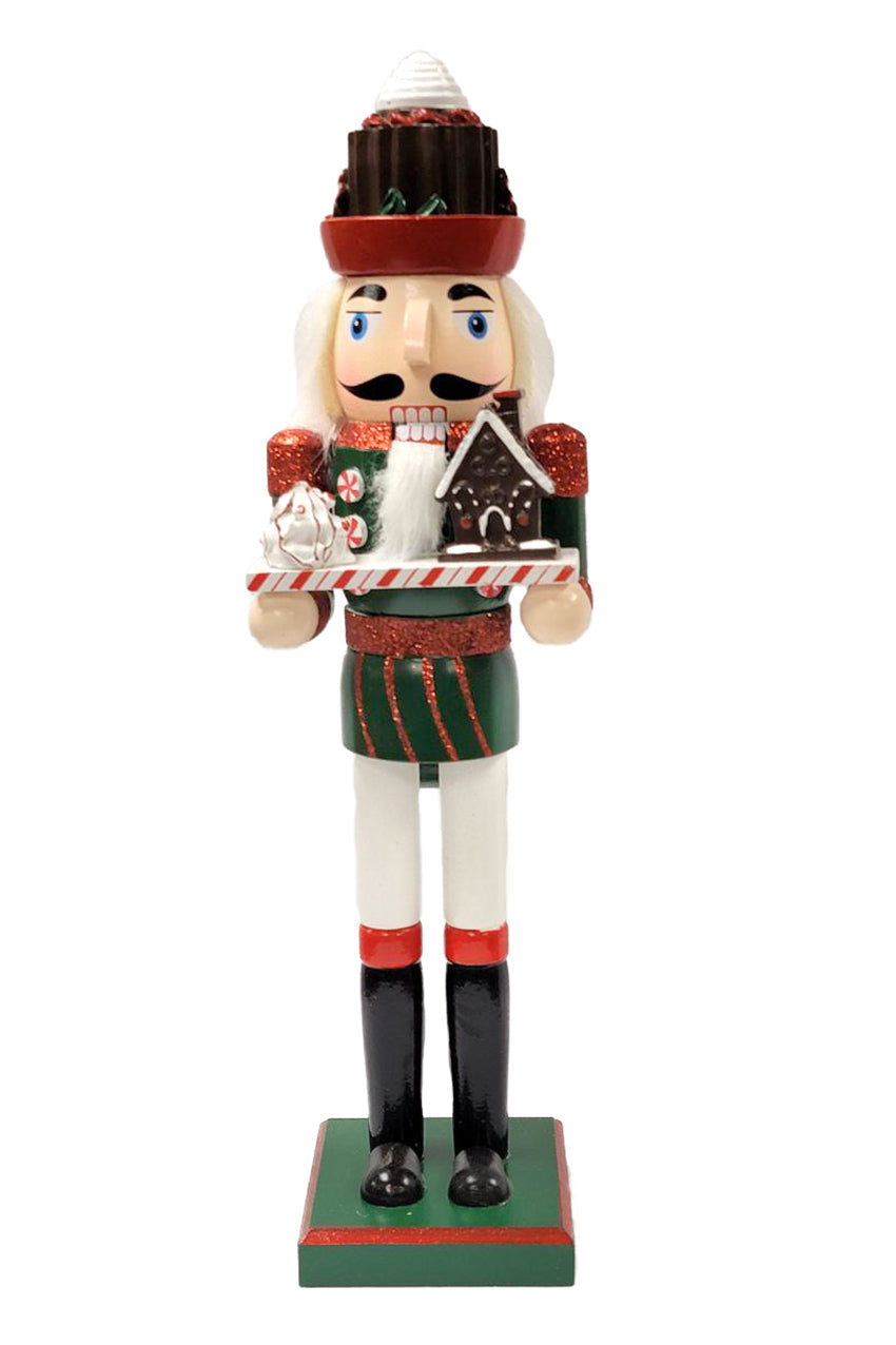 Christmas Nutcracker with a Little House. Wizardi Classic Wooden Festive Decoration F07M14-43-XC4617B