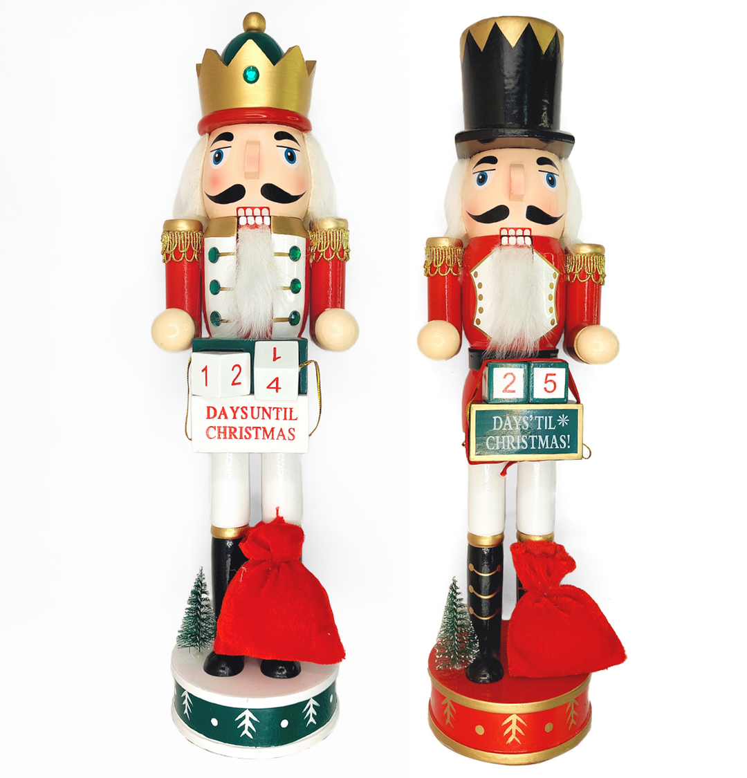 Christmas Nutcracker with a Hat. Wizardi Classic Wooden Festive Decoration F07M14-44-N01830B