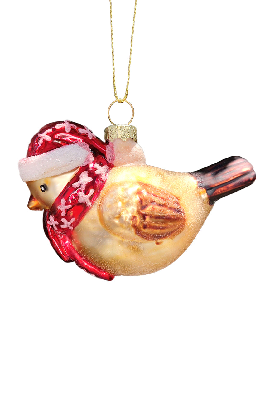 Gold Bird Christmas Glass Ornament by Wizardi F07M3-20 HB-SY25310