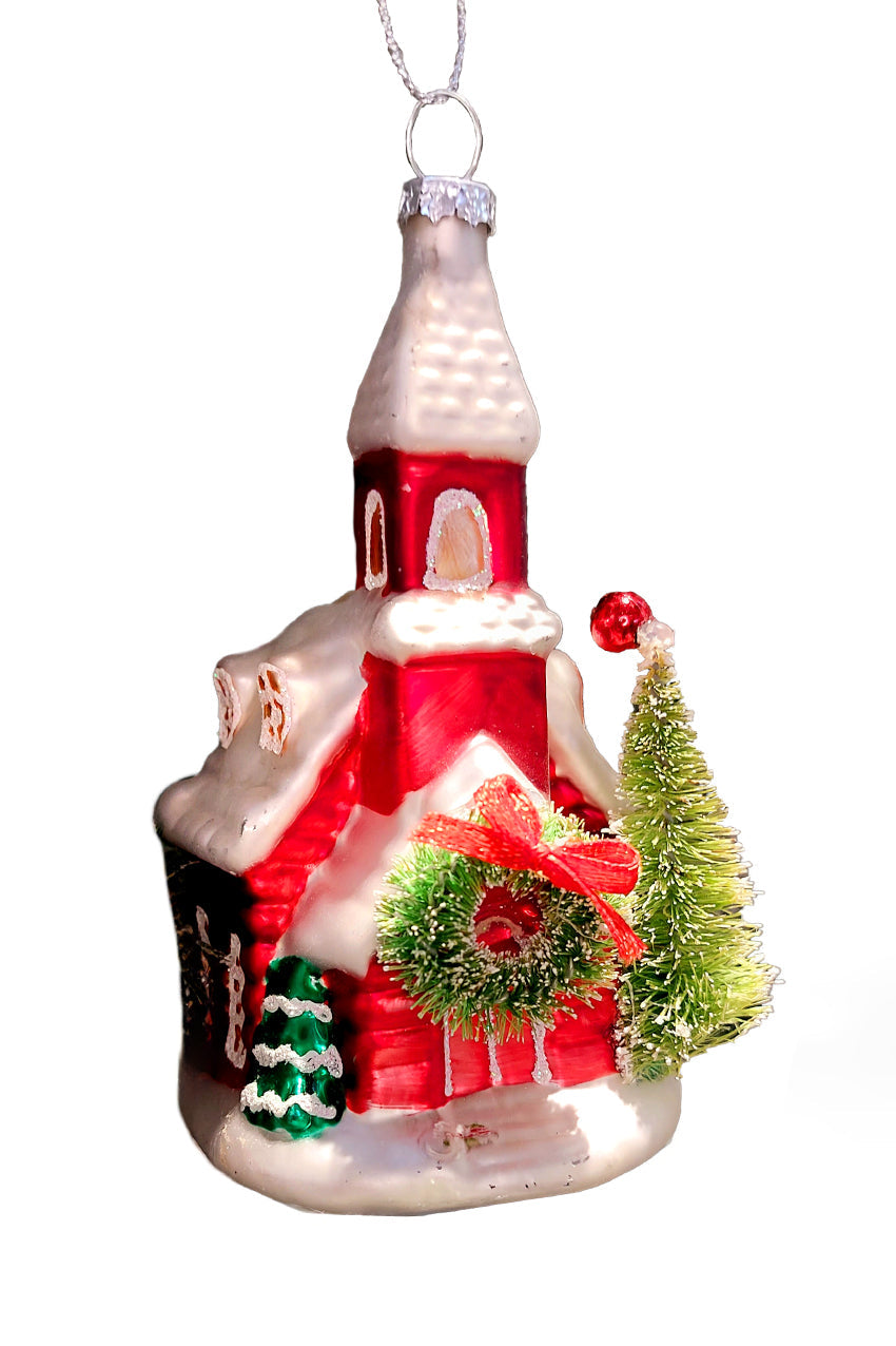 Church Christmas Glass Ornament by Wizardi F07M3-25 HB-SY25378