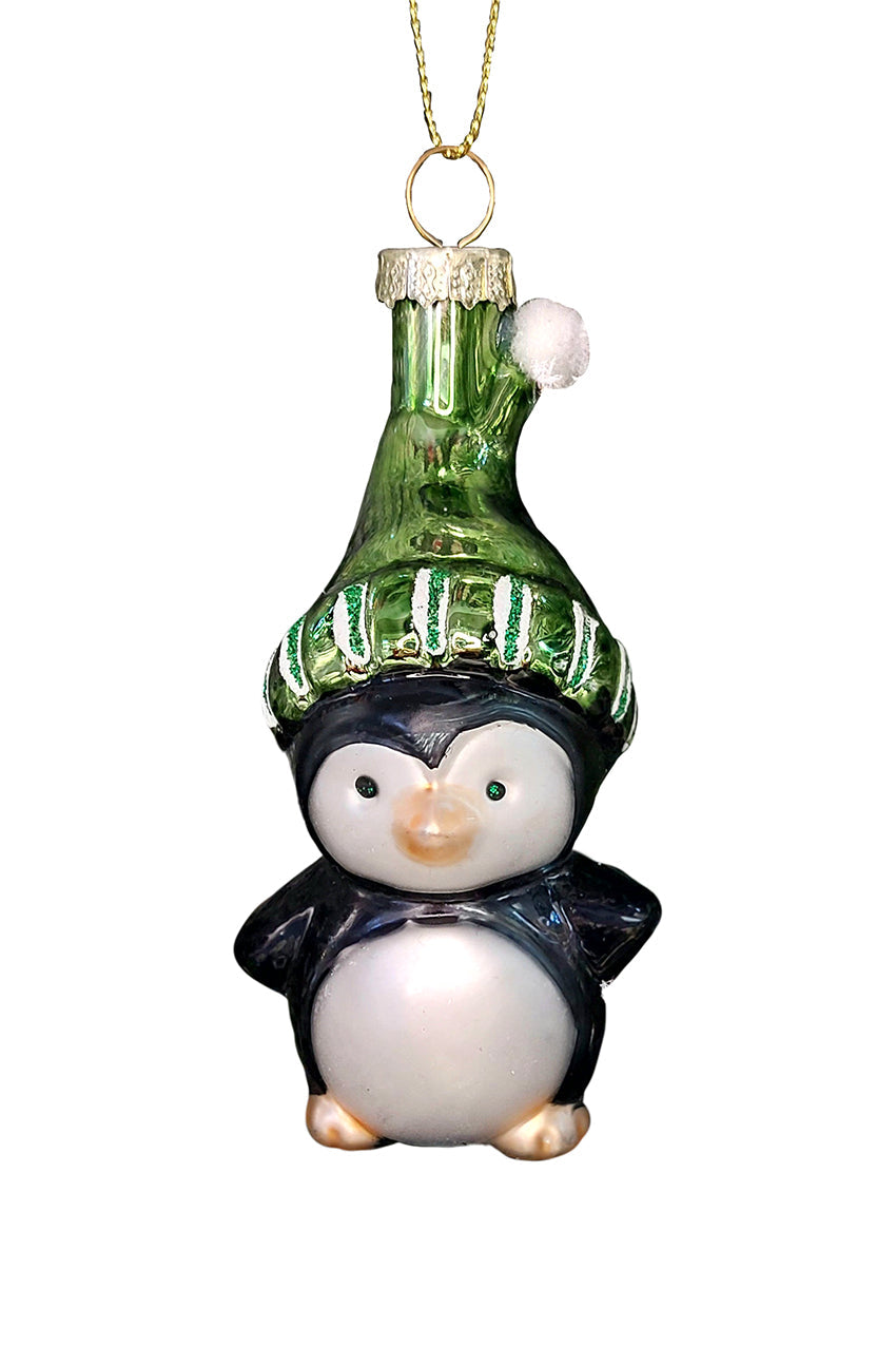 Penguin with Hat Christmas Glass Ornament by Wizardi F07M3-32 HB-SY25361