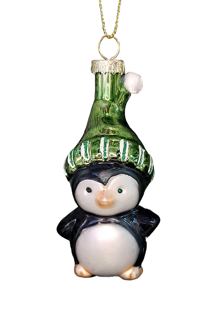 Penguin with Hat Christmas Glass Ornament by Wizardi F07M3-32 HB-SY25361