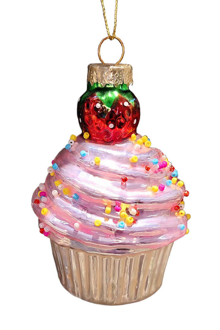 Sprinkled Cupcake Christmas Glass Ornament by Wizardi F07M3-33 HB-SY25354