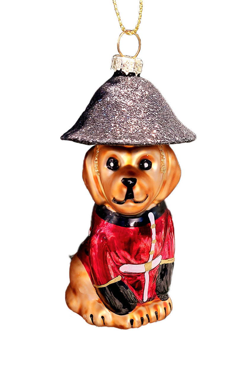 Dog in Guard Outfit Christmas Glass Ornament by Wizardi F07M3-40 HB-SY25230