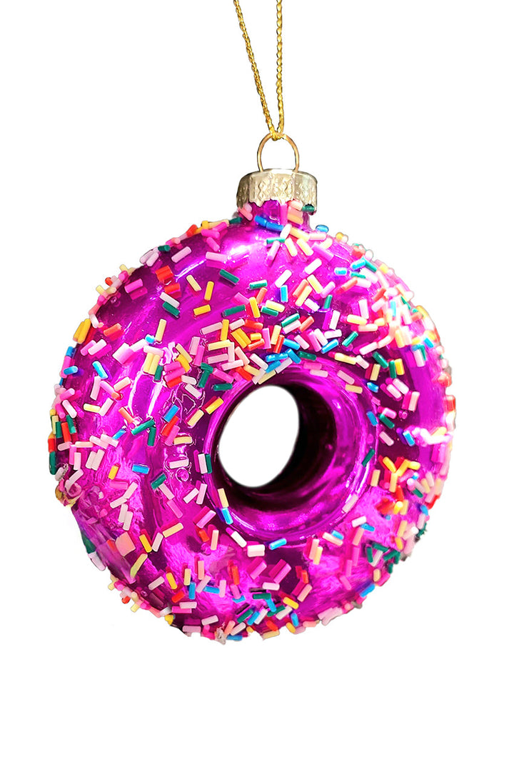 Purple Donut with Sprinkles Christmas Glass Ornament by Wizardi F07M3-48 HB-SY25407