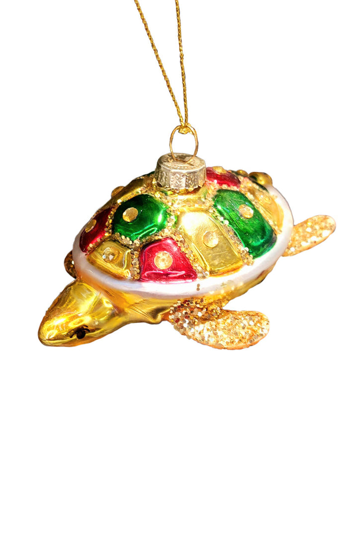 Golden Turtle Christmas Glass Ornament by Wizardi F07M3-53 HB-SY25263