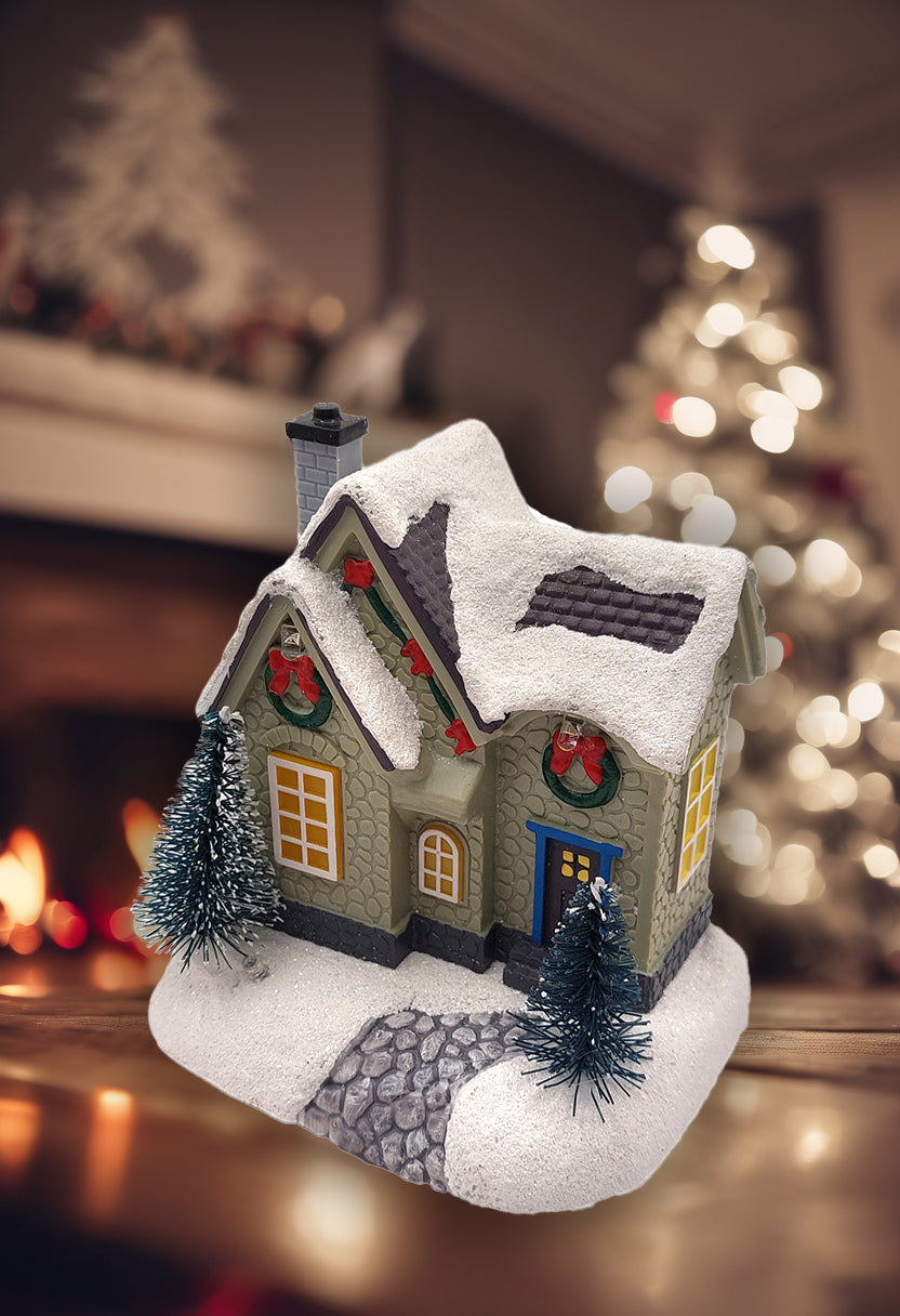 Christmas Village House with LED Lights F07M4-38-W221C