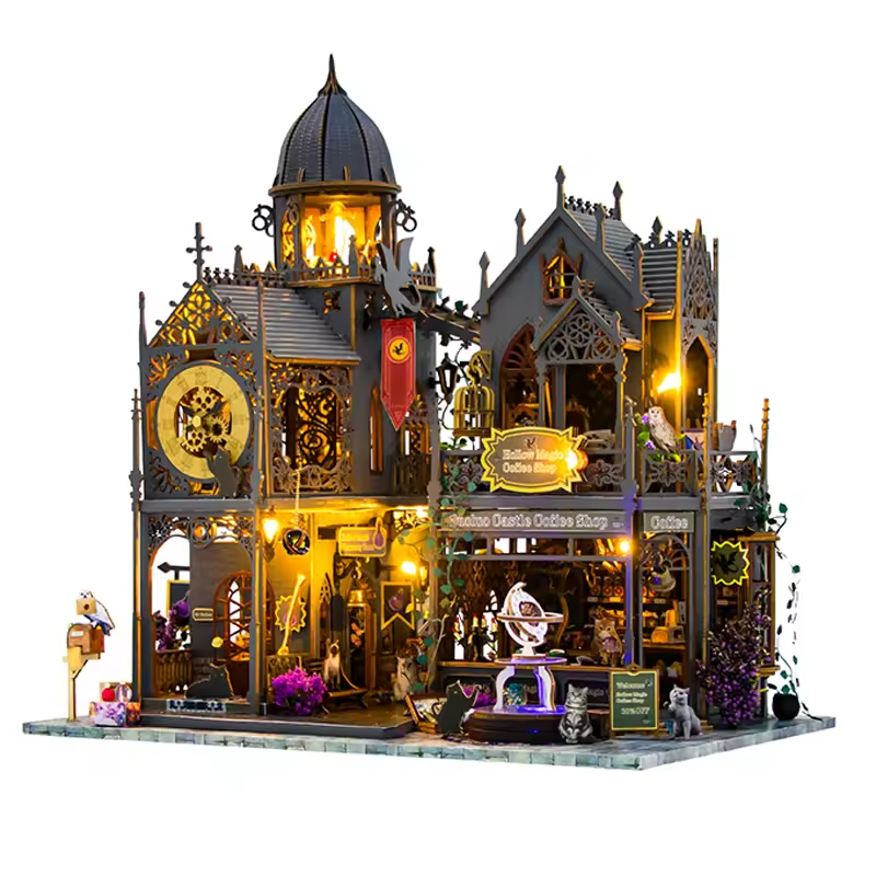 Magic Castle Dollhouse Kit - Miniature Wizardi Roombox Kit