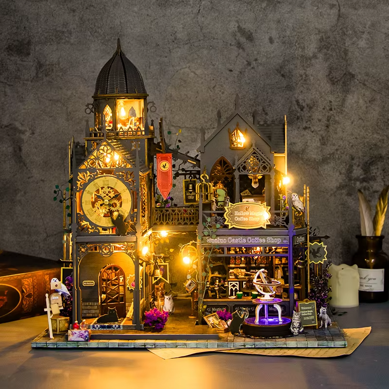 Magic Castle Dollhouse Kit - Miniature Wizardi Roombox Kit
