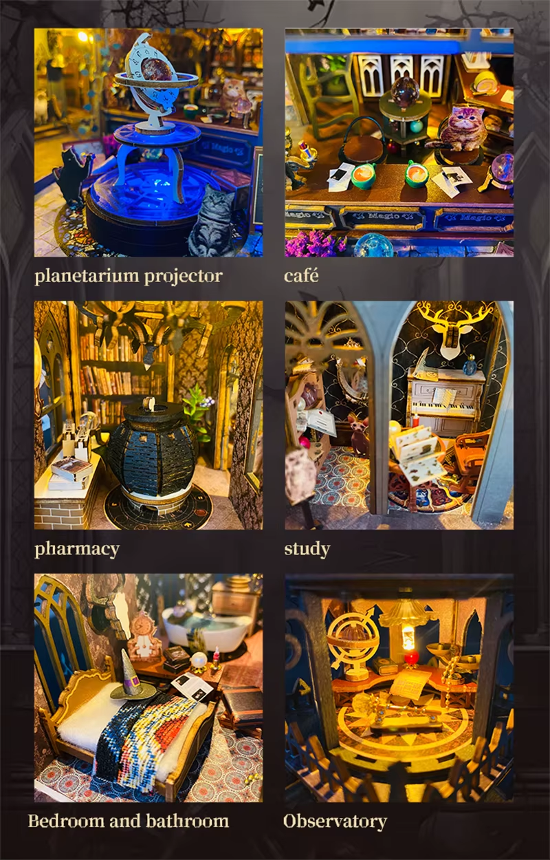 Magic Castle Dollhouse Kit - Miniature Wizardi Roombox Kit