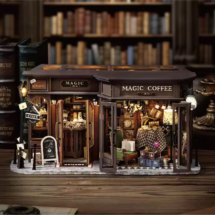 Magic Coffee Dollhouse Kit - Miniature Wizardi Roombox Kit