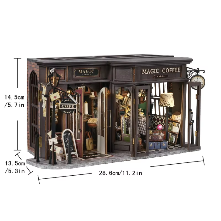 Magic Coffee Dollhouse Kit - Miniature Wizardi Roombox Kit