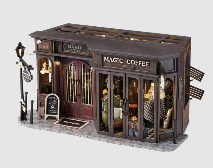 Magic Coffee Dollhouse Kit - Miniature Wizardi Roombox Kit