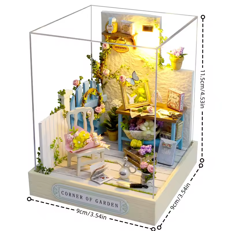 Corner of Garden Dollhouse Kit - Miniature Wizardi Roombox Kit