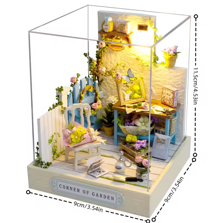 Corner of Garden Dollhouse Kit - Miniature Wizardi Roombox Kit