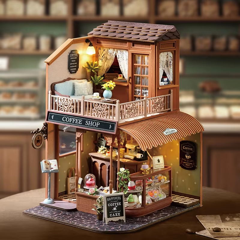 Coffee Shop Miniature Dollhouse Kit by Wizardi F07M5-73-BC-001-A