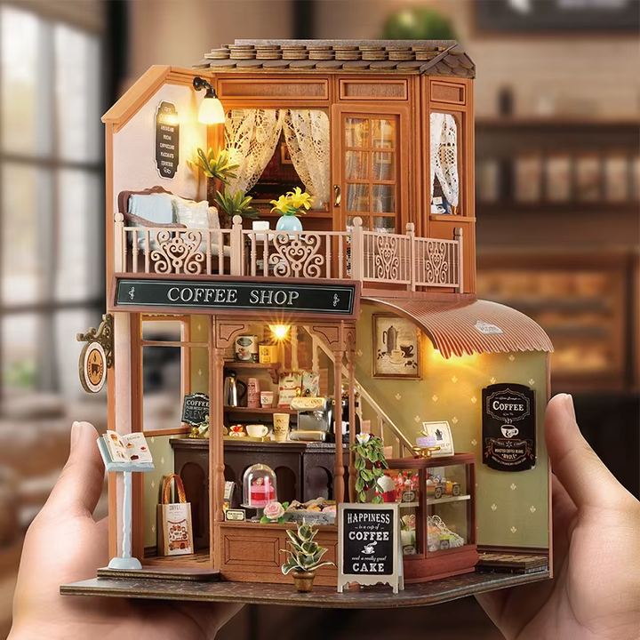 Coffee Shop Miniature Dollhouse Kit by Wizardi F07M5-73-BC-001-A