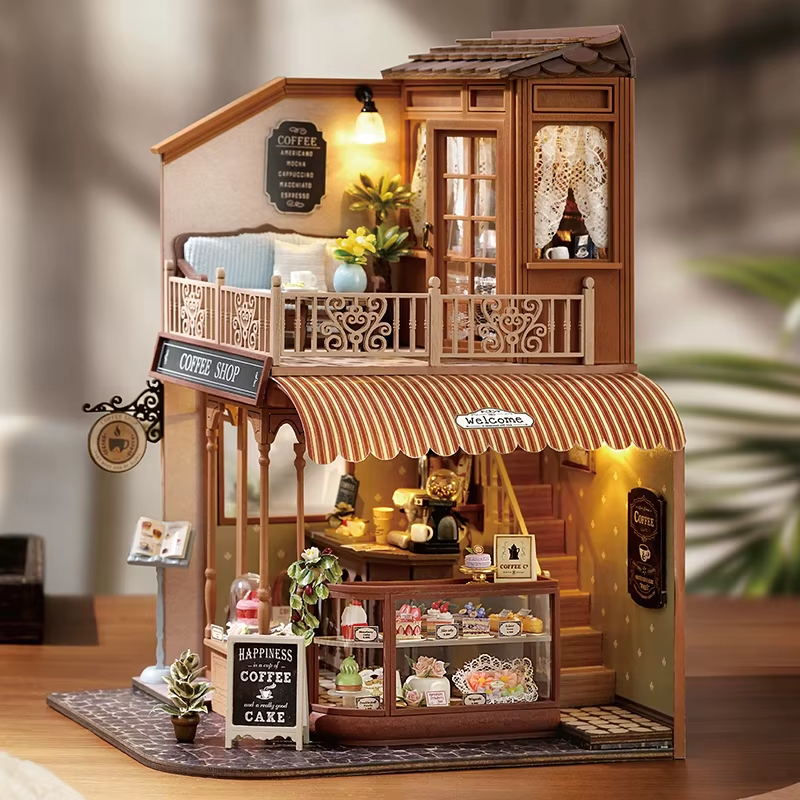 Coffee Shop Miniature Dollhouse Kit by Wizardi F07M5-73-BC-001-A