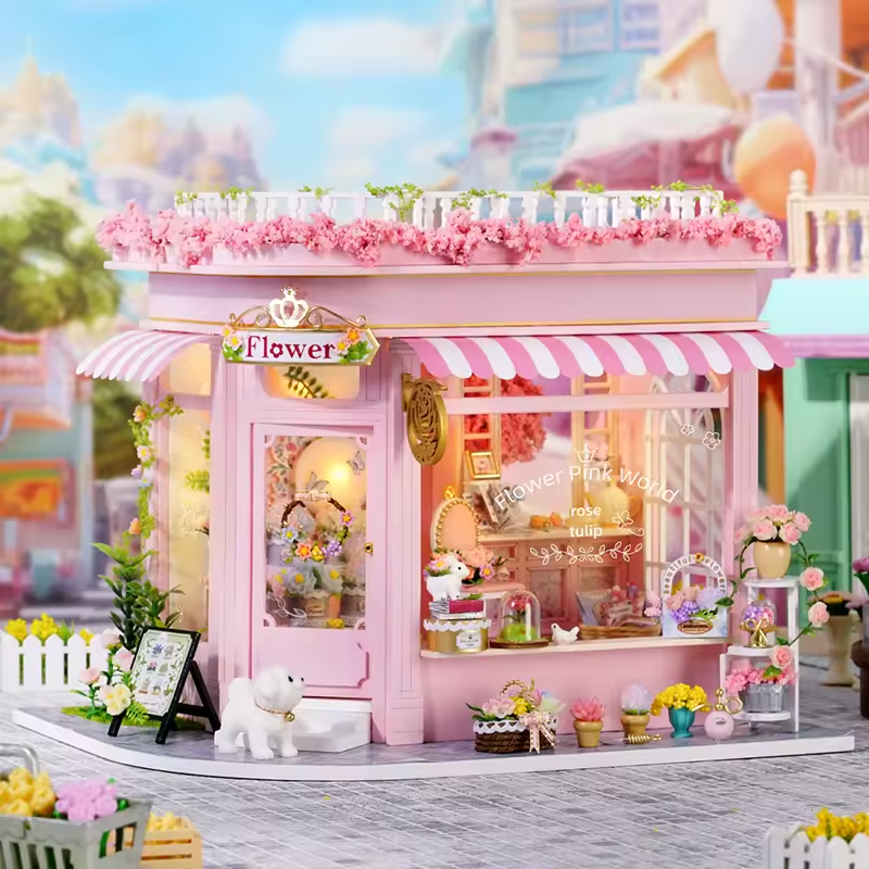Pink World Miniature Dollhouse Kit by Wizardi F07M5-75-AC-001-A