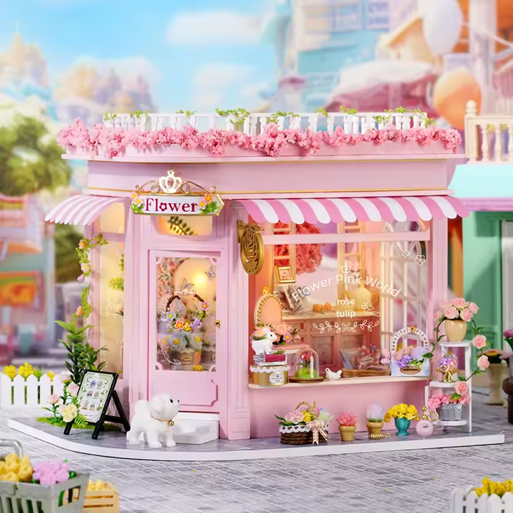 Pink World Miniature Dollhouse Kit by Wizardi F07M5-75-AC-001-A
