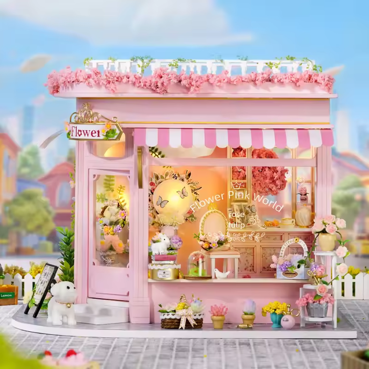 Pink World Miniature Dollhouse Kit by Wizardi F07M5-75-AC-001-A