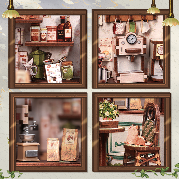 Sunny Cafe Miniature Dollhouse Kit by Wizardi F07M5-81-CWGC208