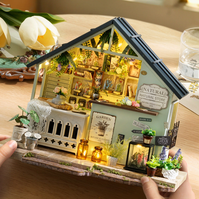 Natural Store Dollhouse Kit - Miniature Wizardi Roombox Kit with LED Light F07M51-58-DA-006-A