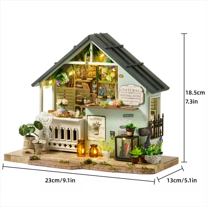 Natural Store Dollhouse Kit - Miniature Wizardi Roombox Kit with LED Light F07M51-58-DA-006-A