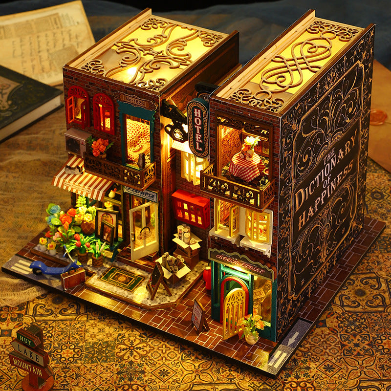 Hotel Scarborough Dollhouse Kit - Miniature Wizardi Roombox Kit with LED Light F07M51-73-ES009-A
