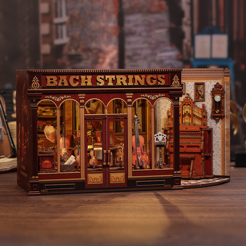 Bach Strings Dollhouse Kit - Miniature Wizardi Roombox Kit with LED Light F07M51-98-GB404