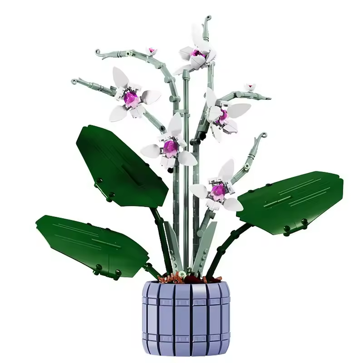 Lotus Petal Orchid Building Brick Potted Plant Kit by Wizardi F07M9-1(101)