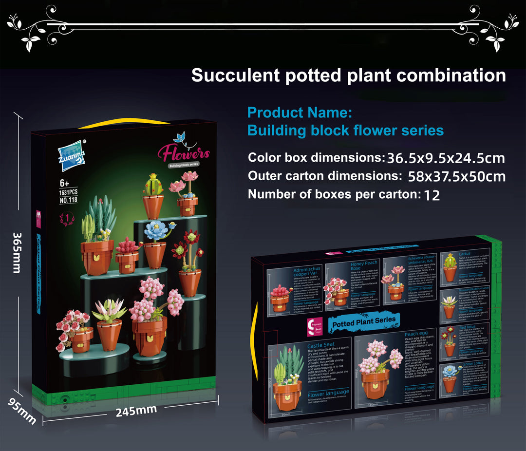 Succulents Building Brick Potted Plant Kit by Wizardi F07N11-10-1(118)