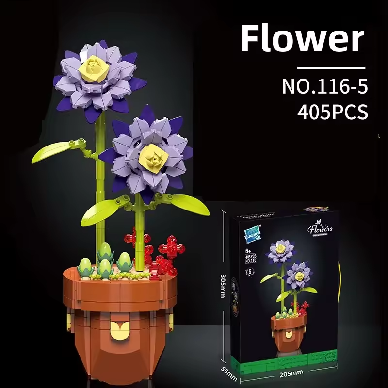 Plant Building Brick Kit - Potted Flower by Wizardi F07N11-19-5(116)