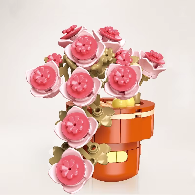 Plant Building Brick Kit - Honey Peach Rose by Wizardi F07N11-28-27(113)