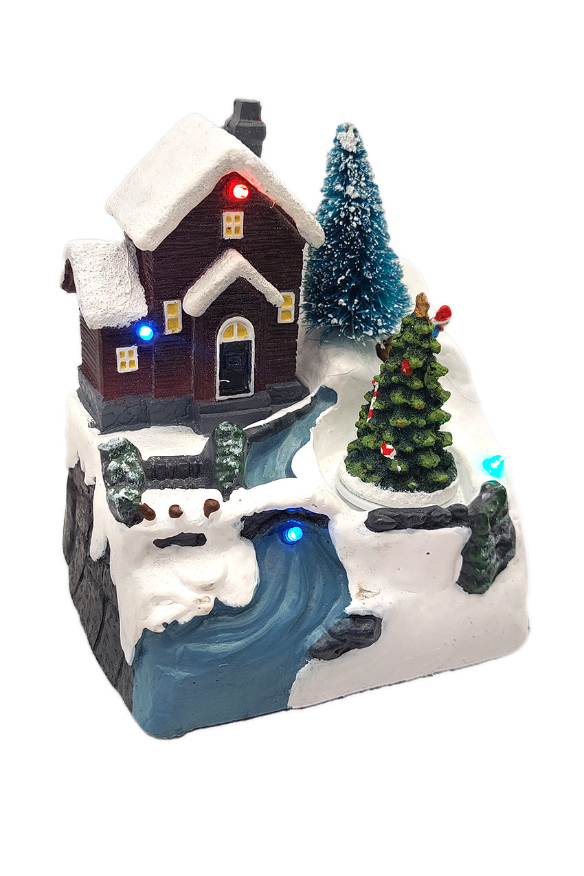 Snowy Hilltop House Christmas Village Miniature by Wizardi F07N5-6C
