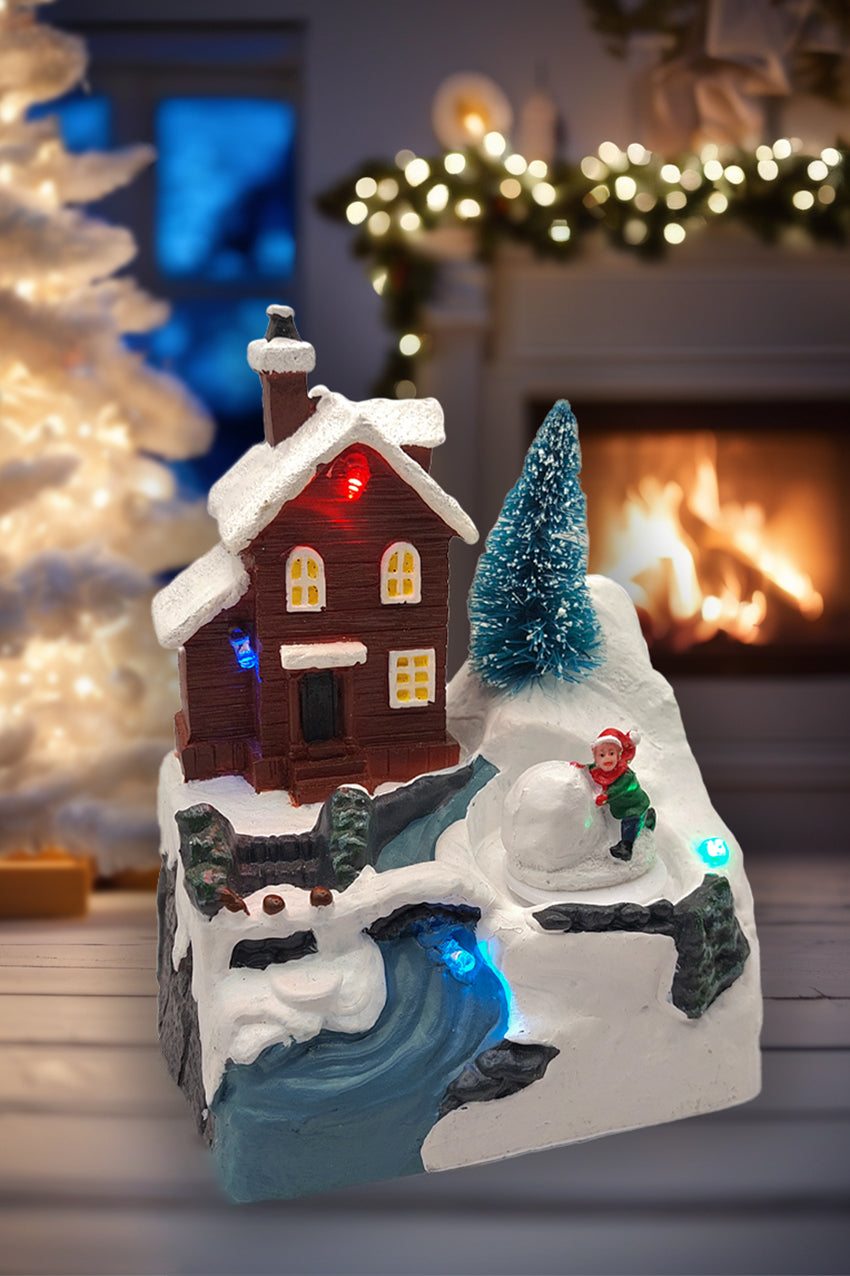Frosty Forest Cottage Christmas Village Miniature by Wizardi F07N5-6D